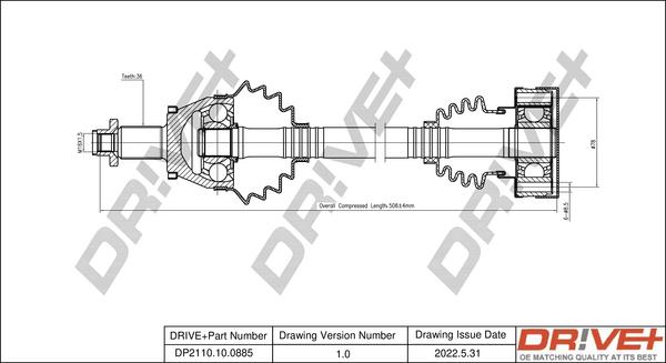 Dr!ve+ DP2110.10.0885 - Drive Shaft autospares.lv