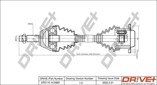 Dr!ve+ DP2110.10.0882 - Drive Shaft autospares.lv