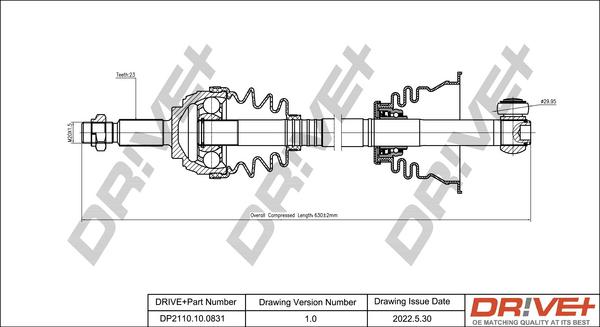 Dr!ve+ DP2110.10.0831 - Drive Shaft autospares.lv