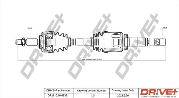 Dr!ve+ DP2110.10.0833 - Drive Shaft autospares.lv