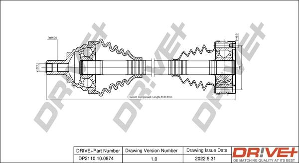 Dr!ve+ DP2110.10.0874 - Drive Shaft autospares.lv