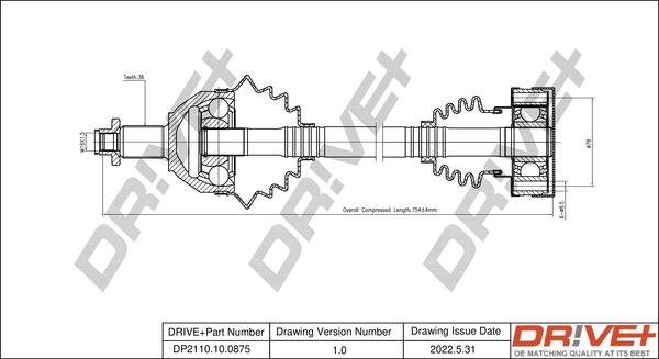 Dr!ve+ DP2110.10.0875 - Drive Shaft autospares.lv