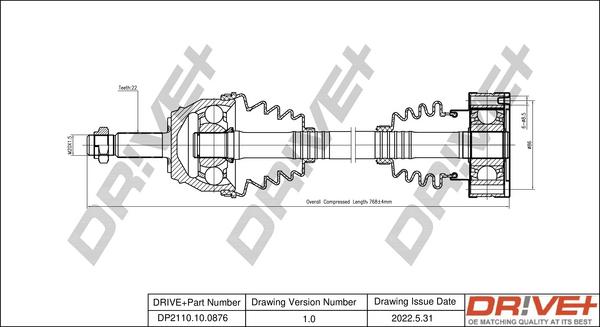 Dr!ve+ DP2110.10.0876 - Drive Shaft autospares.lv