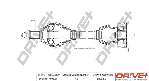 Dr!ve+ DP2110.10.0872 - Drive Shaft autospares.lv