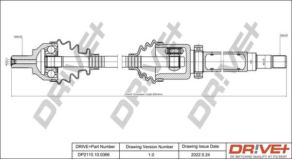 Dr!ve+ DP2110.10.0366 - Drive Shaft autospares.lv