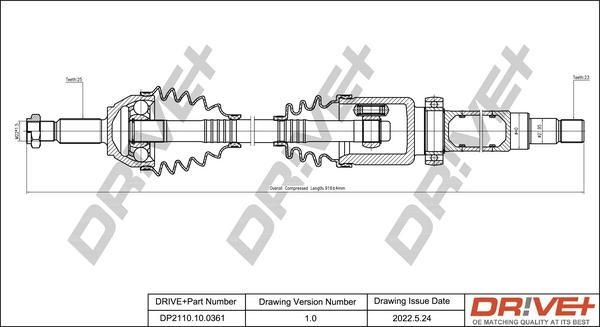 Dr!ve+ DP2110.10.0361 - Drive Shaft autospares.lv