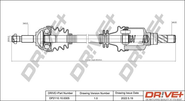 Dr!ve+ DP2110.10.0305 - Drive Shaft autospares.lv