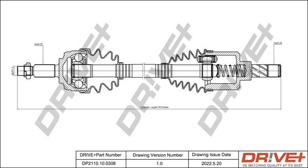 Dr!ve+ DP2110.10.0308 - Drive Shaft autospares.lv