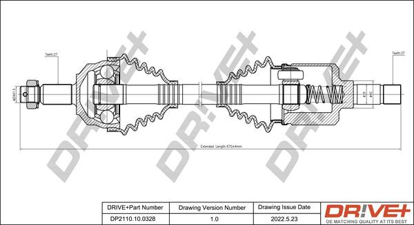 Dr!ve+ DP2110.10.0328 - Drive Shaft autospares.lv