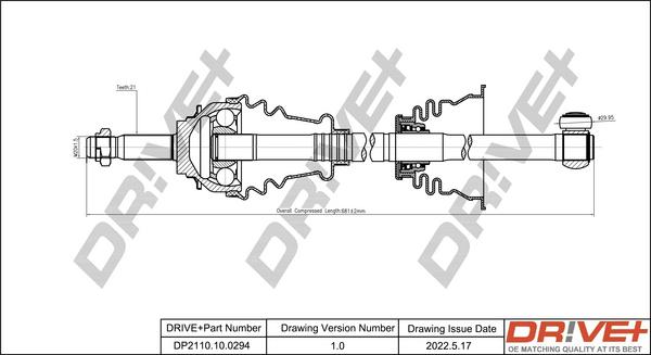 Dr!ve+ DP2110.10.0294 - Drive Shaft autospares.lv