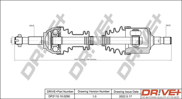 Dr!ve+ DP2110.10.0290 - Drive Shaft autospares.lv