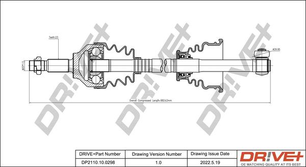 Dr!ve+ DP2110.10.0298 - Drive Shaft autospares.lv