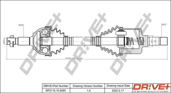 Dr!ve+ DP2110.10.0293 - Drive Shaft autospares.lv