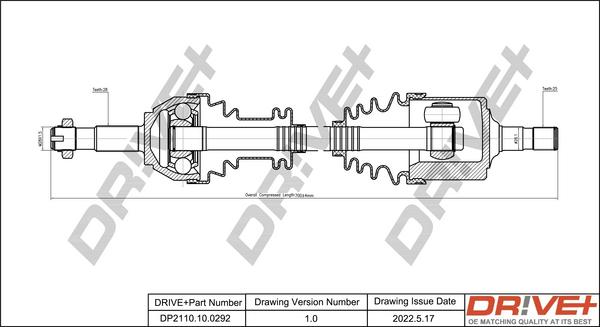 Dr!ve+ DP2110.10.0292 - Drive Shaft autospares.lv