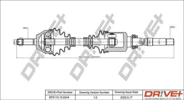 Dr!ve+ DP2110.10.0244 - Drive Shaft autospares.lv