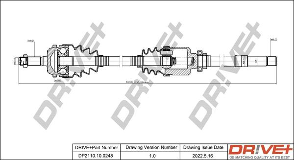 Dr!ve+ DP2110.10.0248 - Drive Shaft autospares.lv