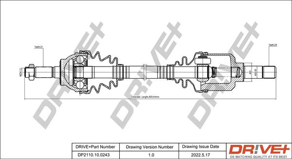 Dr!ve+ DP2110.10.0243 - Drive Shaft autospares.lv