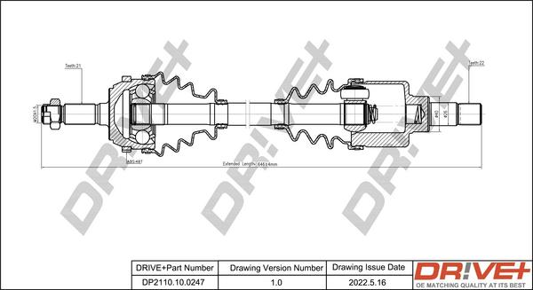 Dr!ve+ DP2110.10.0247 - Drive Shaft autospares.lv