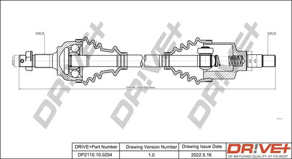 Dr!ve+ DP2110.10.0254 - Drive Shaft autospares.lv