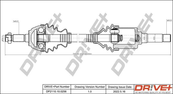 Dr!ve+ DP2110.10.0256 - Drive Shaft autospares.lv