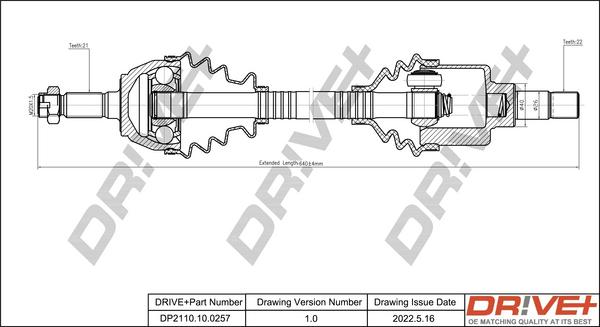 Dr!ve+ DP2110.10.0257 - Drive Shaft autospares.lv