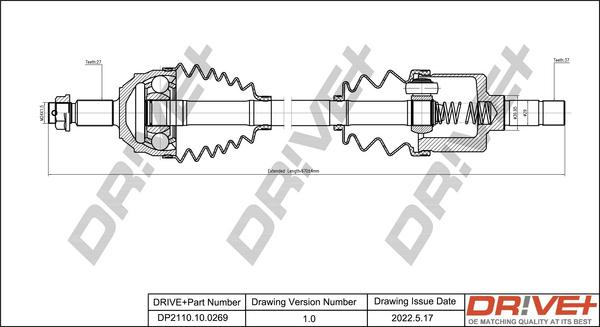 Dr!ve+ DP2110.10.0269 - Drive Shaft autospares.lv