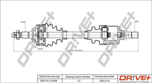 Dr!ve+ DP2110.10.0208 - Drive Shaft autospares.lv