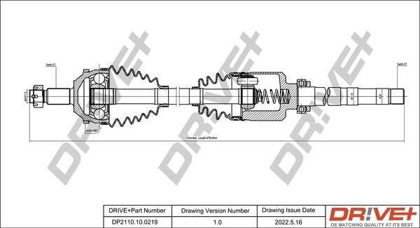 Dr!ve+ DP2110.10.0219 - Drive Shaft autospares.lv