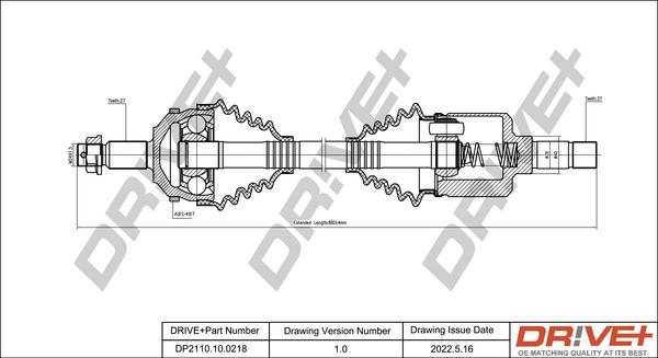 Dr!ve+ DP2110.10.0218 - Drive Shaft autospares.lv