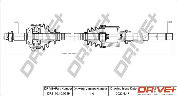 Dr!ve+ DP2110.10.0289 - Drive Shaft autospares.lv