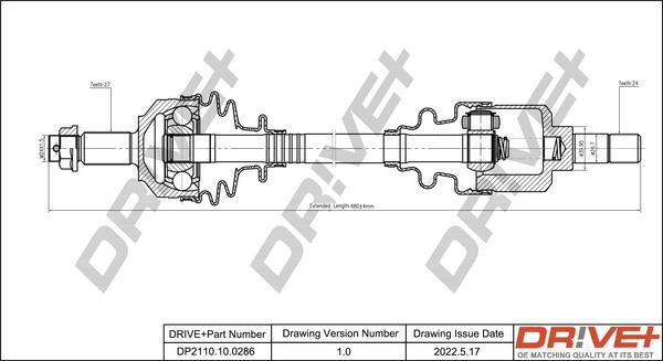 Dr!ve+ DP2110.10.0286 - Drive Shaft autospares.lv