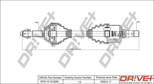 Dr!ve+ DP2110.10.0280 - Drive Shaft autospares.lv