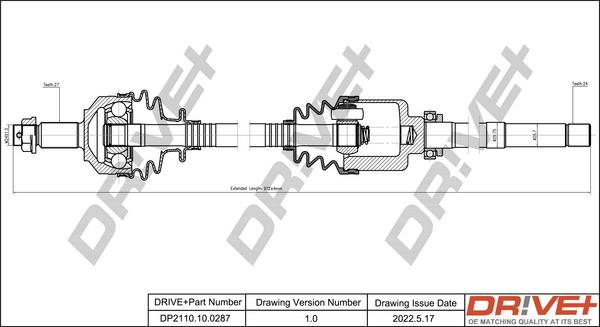 Dr!ve+ DP2110.10.0287 - Drive Shaft autospares.lv