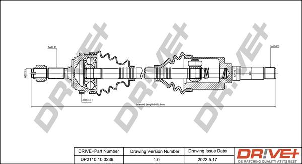 Dr!ve+ DP2110.10.0239 - Drive Shaft autospares.lv