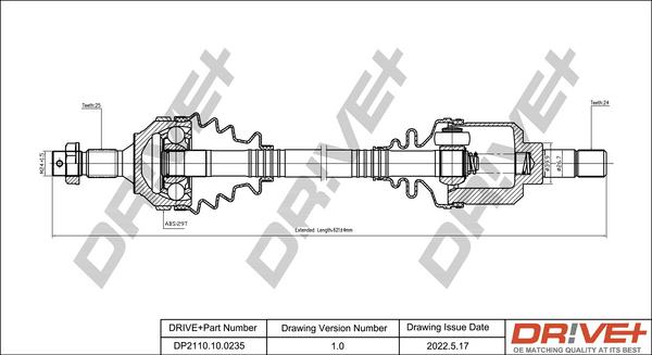 Dr!ve+ DP2110.10.0235 - Drive Shaft autospares.lv