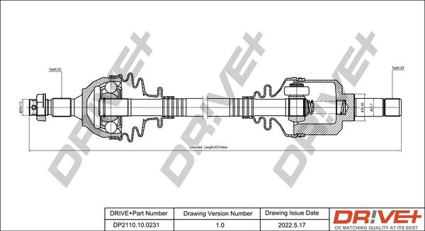 Dr!ve+ DP2110.10.0231 - Drive Shaft autospares.lv