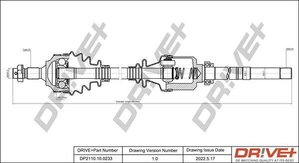 Dr!ve+ DP2110.10.0233 - Drive Shaft autospares.lv