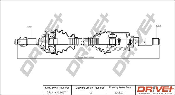 Dr!ve+ DP2110.10.0237 - Drive Shaft autospares.lv