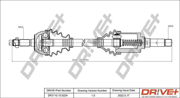 Dr!ve+ DP2110.10.0224 - Drive Shaft autospares.lv