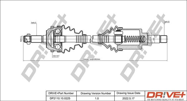 Dr!ve+ DP2110.10.0225 - Drive Shaft autospares.lv