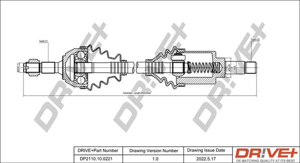 Dr!ve+ DP2110.10.0221 - Drive Shaft autospares.lv