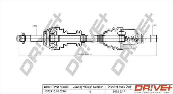 Dr!ve+ DP2110.10.0278 - Drive Shaft autospares.lv