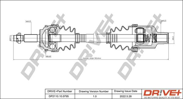 Dr!ve+ DP2110.10.0795 - Drive Shaft autospares.lv