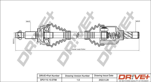 Dr!ve+ DP2110.10.0798 - Drive Shaft autospares.lv