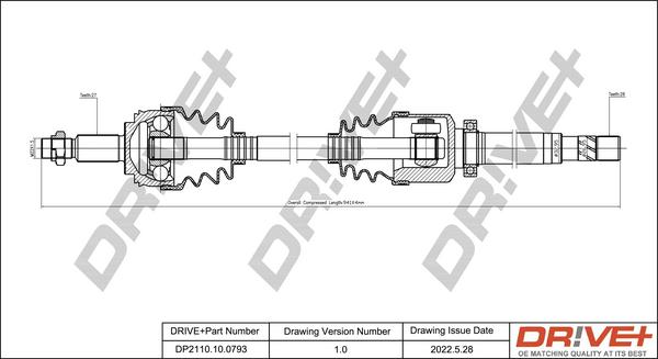 Dr!ve+ DP2110.10.0793 - Drive Shaft autospares.lv