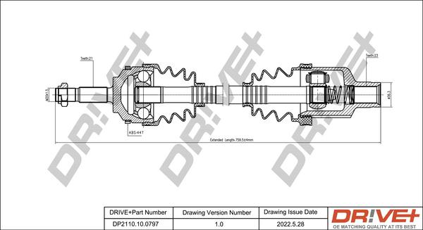 Dr!ve+ DP2110.10.0797 - Drive Shaft autospares.lv