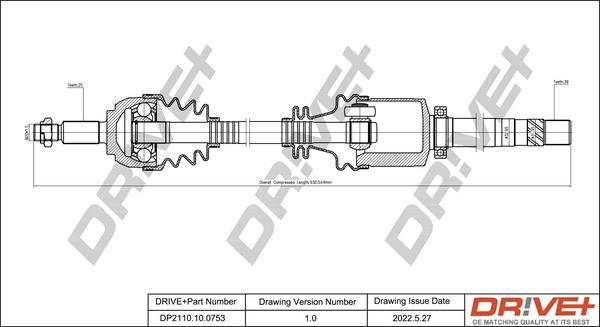 Dr!ve+ DP2110.10.0753 - Drive Shaft autospares.lv