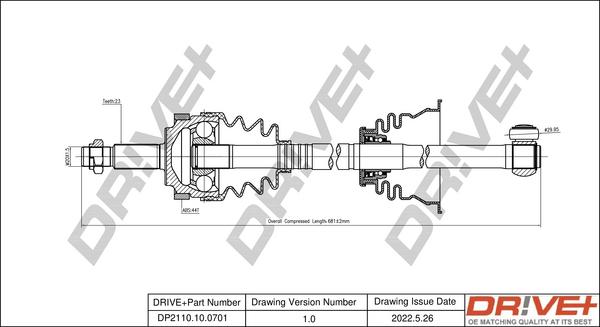 Dr!ve+ DP2110.10.0701 - Drive Shaft autospares.lv