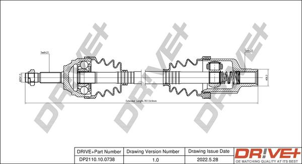 Dr!ve+ DP2110.10.0738 - Drive Shaft autospares.lv