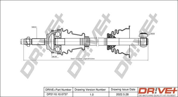 Dr!ve+ DP2110.10.0737 - Drive Shaft autospares.lv